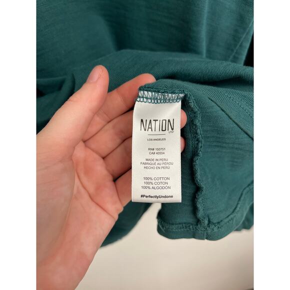 Nation LTD Sabine Balloon Sleeve Boho Romantic Soft Long Sleeve Tee Teal Large* - Picture 8 of 10